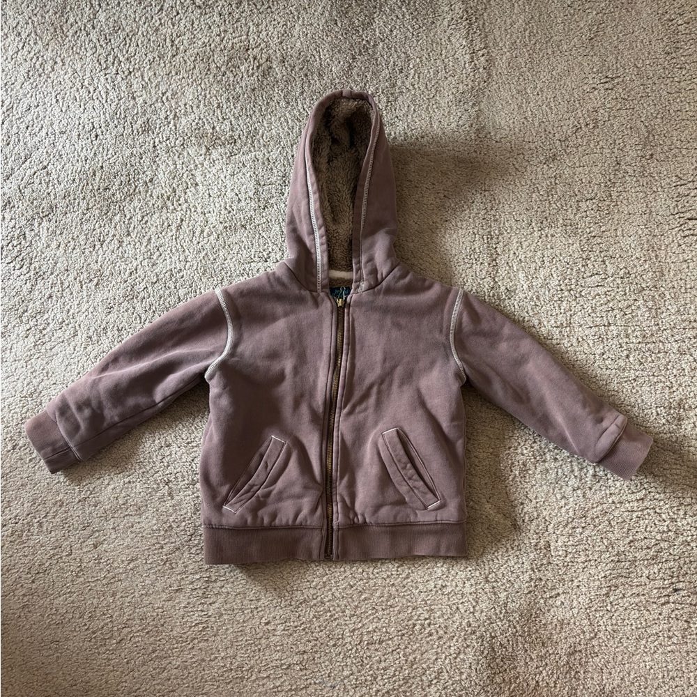 Mini Boden Brown Sherpa Lined Kids Hoodie
